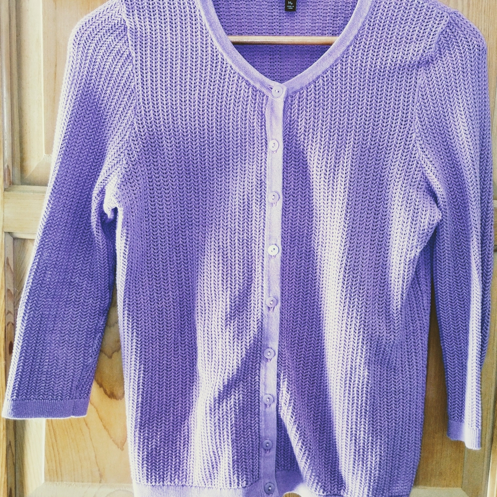 Talbots Light Purple Knit Button-Front Cardigan